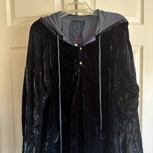 Johnny Was Velvet Hooded Top / Jacket – Size L - Midnight Blue